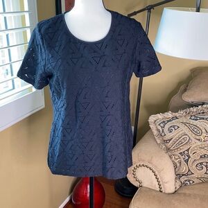 Calvin Klein Lace Short Sleeve Blouse Sz M